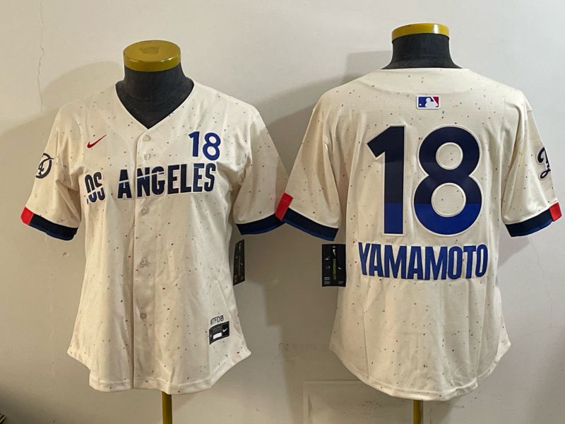 Women Los Angeles Dodgers #18 Yamamoto Cream 2026 Nike Game MLB Jersey 003